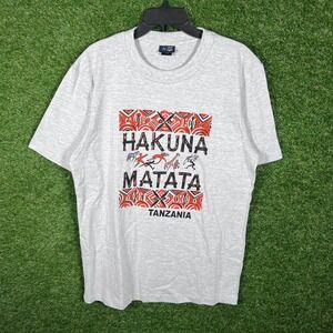 First Light Hakuna Matata Tanzania Graphic T Shirt Mens XL Gray Heavyweight